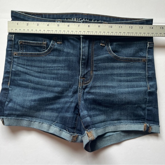 American Eagle Ne(x)t Level Stretch Hi Rise Shortie Denim Jean Shorts AE  Sz 4 - Picture 8 of 11